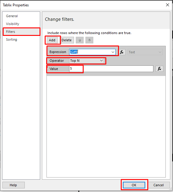 Top 5 in the filter in SSRS