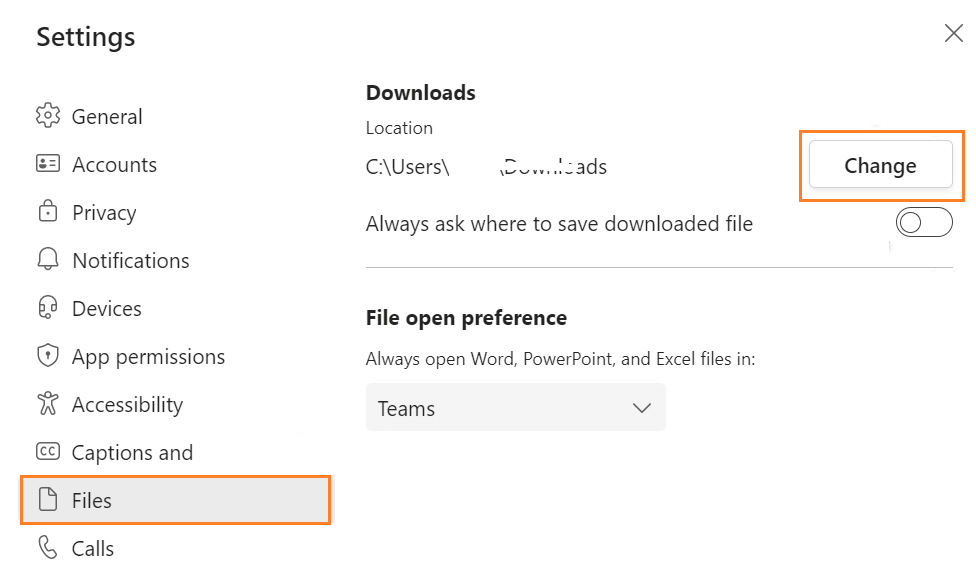 Change the default download folder for all files downloaded from Microsft Teams