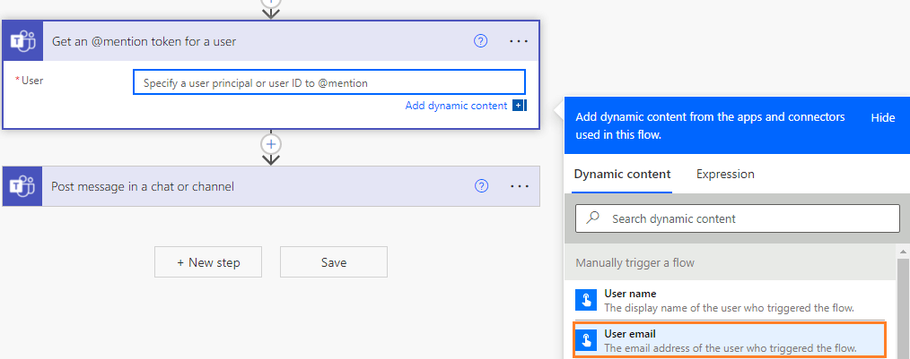 tag user in power automate