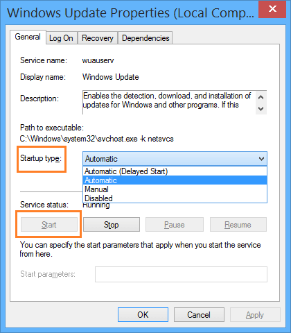 enable windows update in windows 10