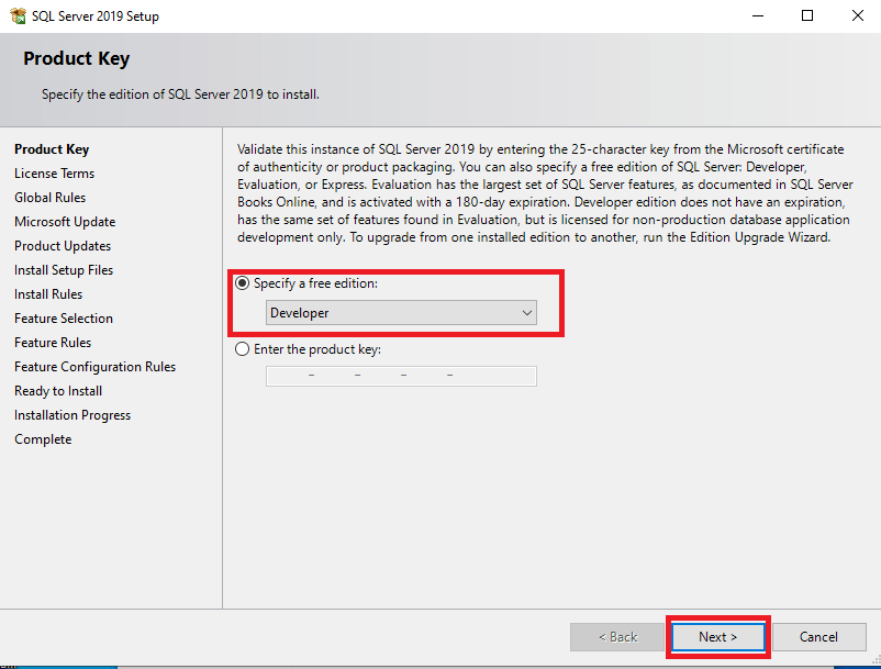 Specify SQL Edition