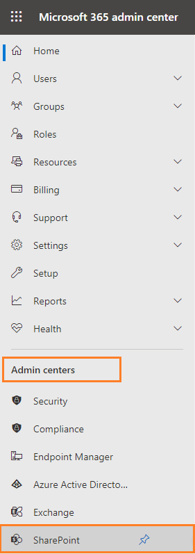 sharepoint admin center