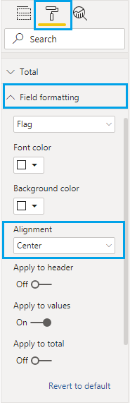 align field in a table in Power BI