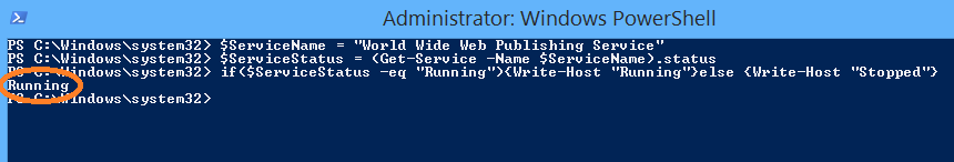 how to check if service is started in powershell