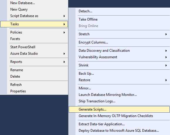 Generate Scripts in SQL server