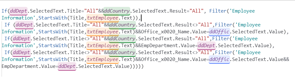 nested if formula in Power Apps
