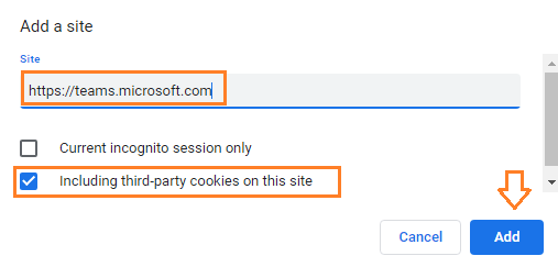 add a specific site to use third-party cookies in Google Chrome