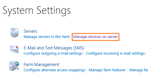 Manage Service on Server SharePoint 2016