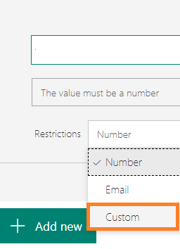 Custom Regular Expression in Microsoft Forms