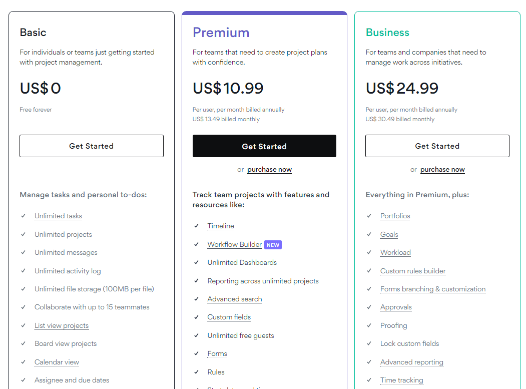 Asana Pricing Plans