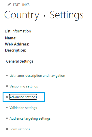 SharePoint Online List - Advanced Settings