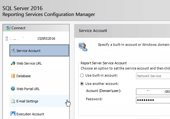 SSRS 2016 Service Account