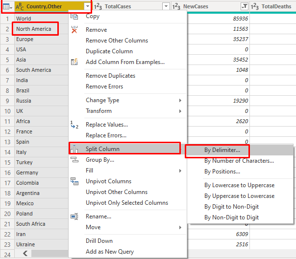 Power BI split column - By delimiter