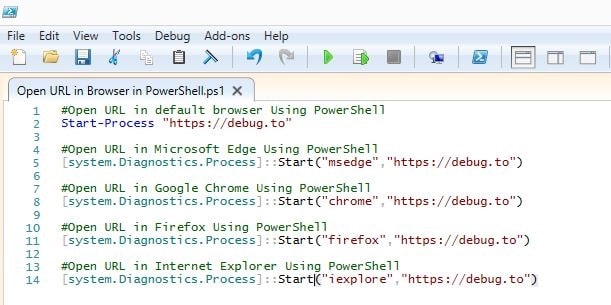 Open URL in a browser in PowerShell