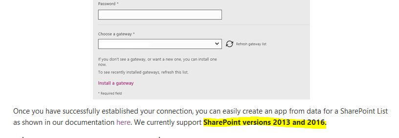 Supported SharePoint versions for on-premises data gateway