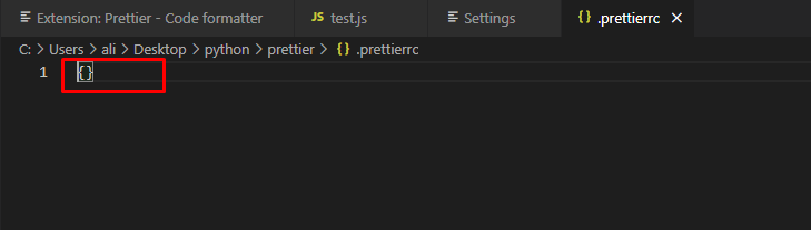 Prettier config file