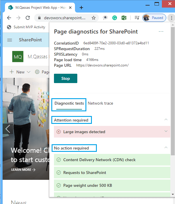 Page diagnostics for SharePoint Page-min