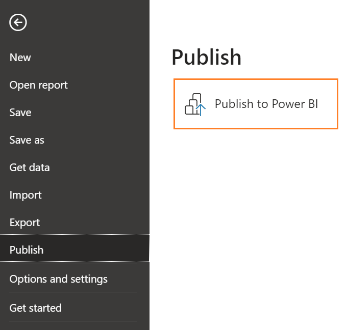 Publish report to power bi service cloud