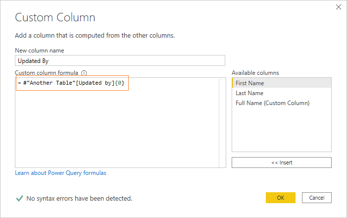 how to add a column from another table in Power Query