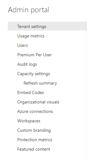 Tenant Settings in Power BI