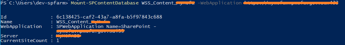 restore SharePoint content db