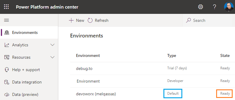 check the environment state in Power Apps