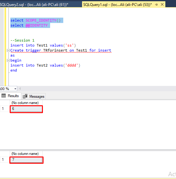 SCOPE_IDENTITY() vs @@IDENTITY in SQL