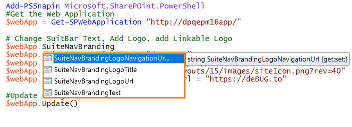 Change SharePoint 2016 suitbar title