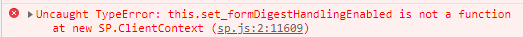 this.set_formDigestHandlingEnabled is not a function SharePoint 2019