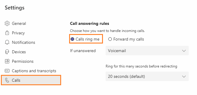 Call answering rules in Microsoft Teams