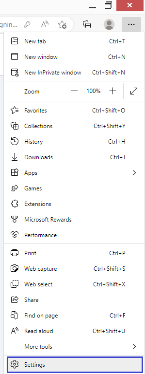 Microsoft Edge Settings