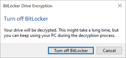 Turn off BitLocker