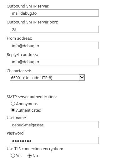 Outgoing E-Mail settings are not configured