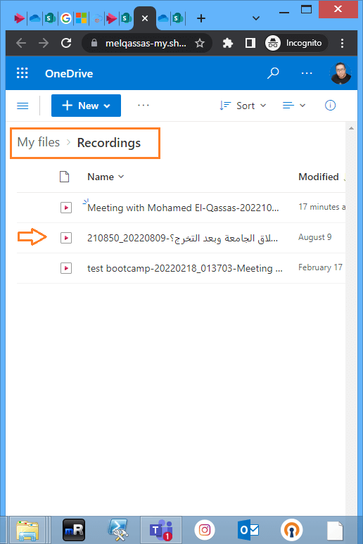 check recording files in OneDrive for Microsoft Teams