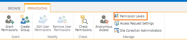 Manage permission levels in SharePoint 2019