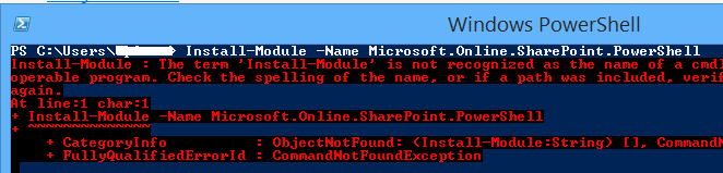 The term 'Install-Module' is not recognized as the name of a cmdlet
